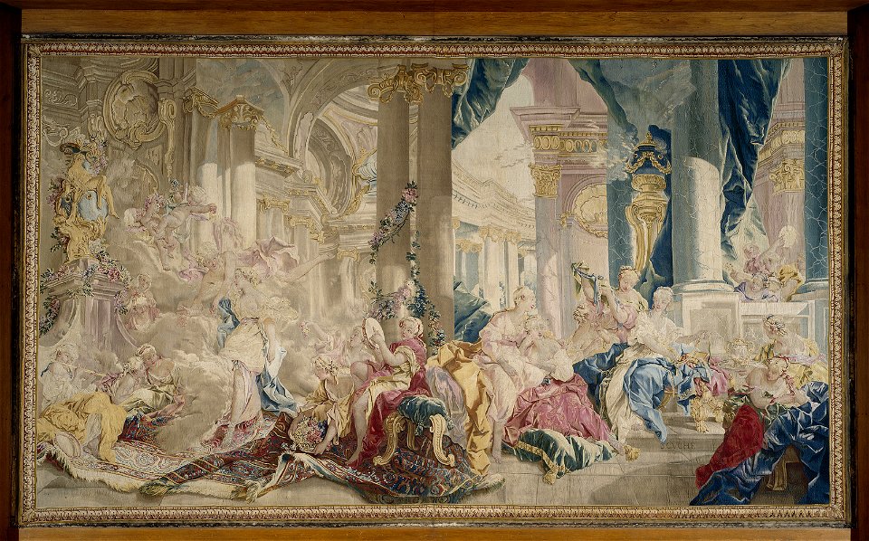 Manufacture de Beauvais - Psyché conduite par Zéphyr dans le palais de l'Amour et Psyché montrant ses richesses à ses sœurs, Après 1741