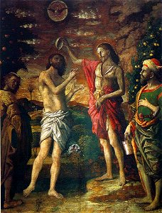 Mantegna, battesimo di cristo, 1506. Free illustration for personal and commercial use.