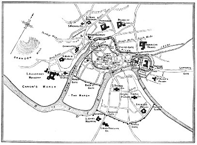 Map of Bristol in the 13th century