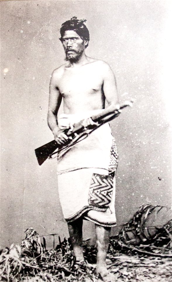Maori chief with European gun, 19th century, Canterbury Museum, 2016-01-27