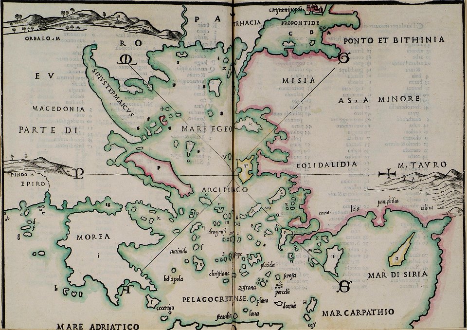 Map of Continental Greece, the Aegean Sea and Asia Minor - Bordone Benedetto - 1547