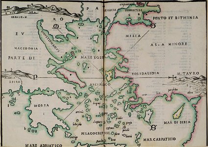 Map of Continental Greece, the Aegean Sea and Asia Minor - Bordone Benedetto - 1547