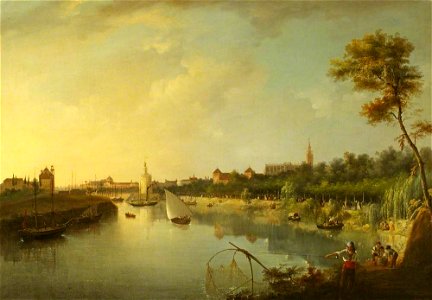Manuel Barrón y Carrillo (1814-1884) - A View of Seville, from the Guadalquivir River with the Giralda Tower - 20898 - National Trust