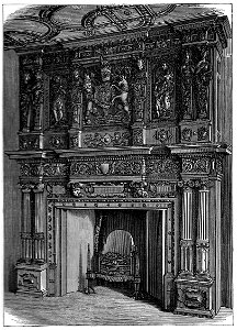 Mantlepiece in John Langton's House 1614, Bristol. Free illustration for personal and commercial use.