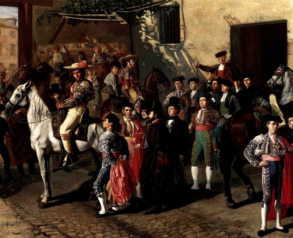 Manuel Castellano - Horses in a Courtyard by the Bullring before the Bullfight, Madrid (detail) - WGA04533