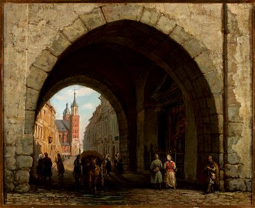 Marcin Zaleski - St. Florian’s Gate in Kraków - MP 712 - National Museum in Warsaw. Free illustration for personal and commercial use.
