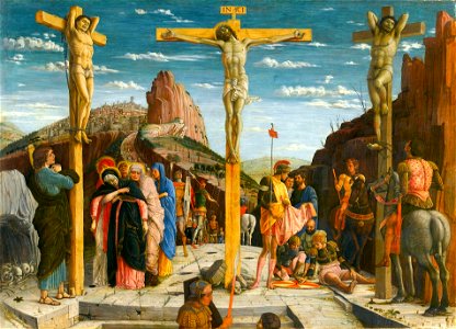 Mantegna, Andrea - crucifixion - Louvre from Predella San Zeno Altarpiece Verona. Free illustration for personal and commercial use.
