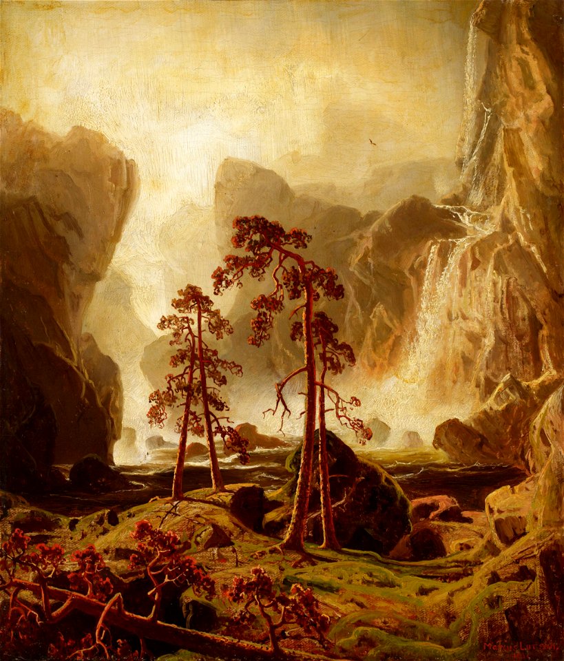 Marcus Larson - Vuoristoa ja vesiputous - A I 603 - Finnish National Gallery