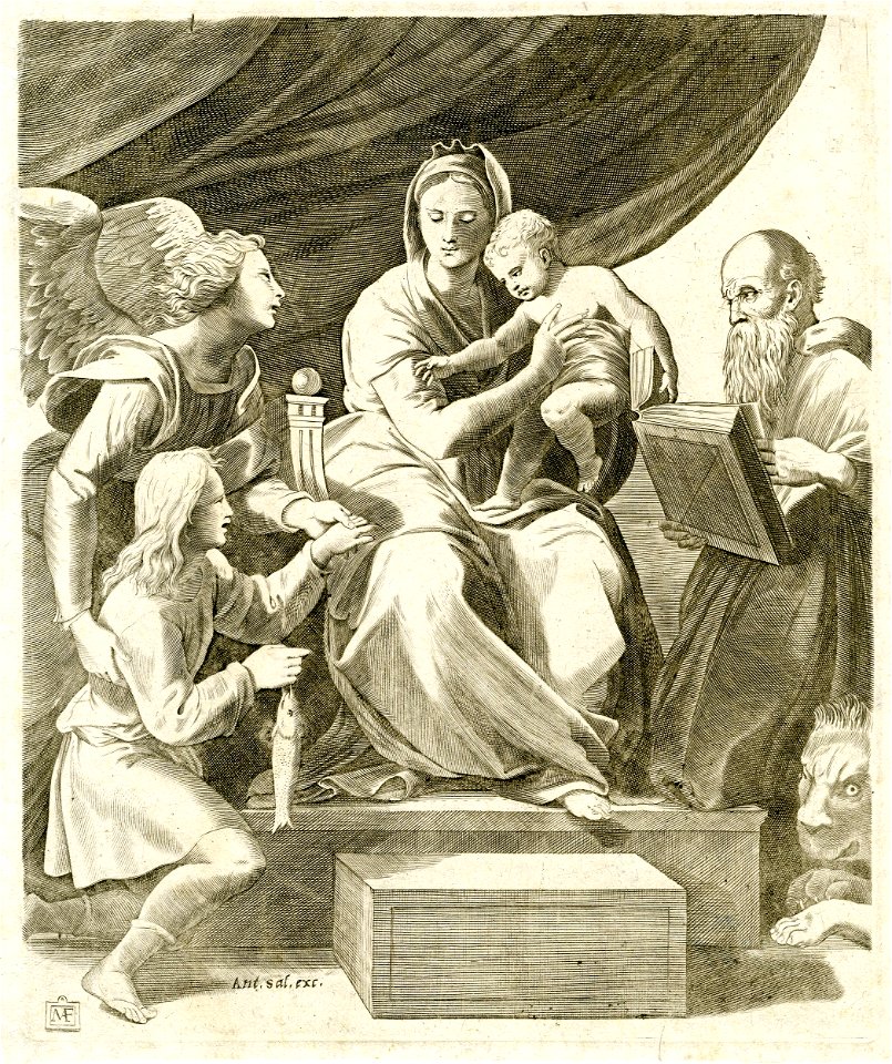 Marco da Ravenna - After - The 'Madonna del Pesce' who sits on a throne holding the Christ Child on her lap with both hands, Nn,7.15.4
