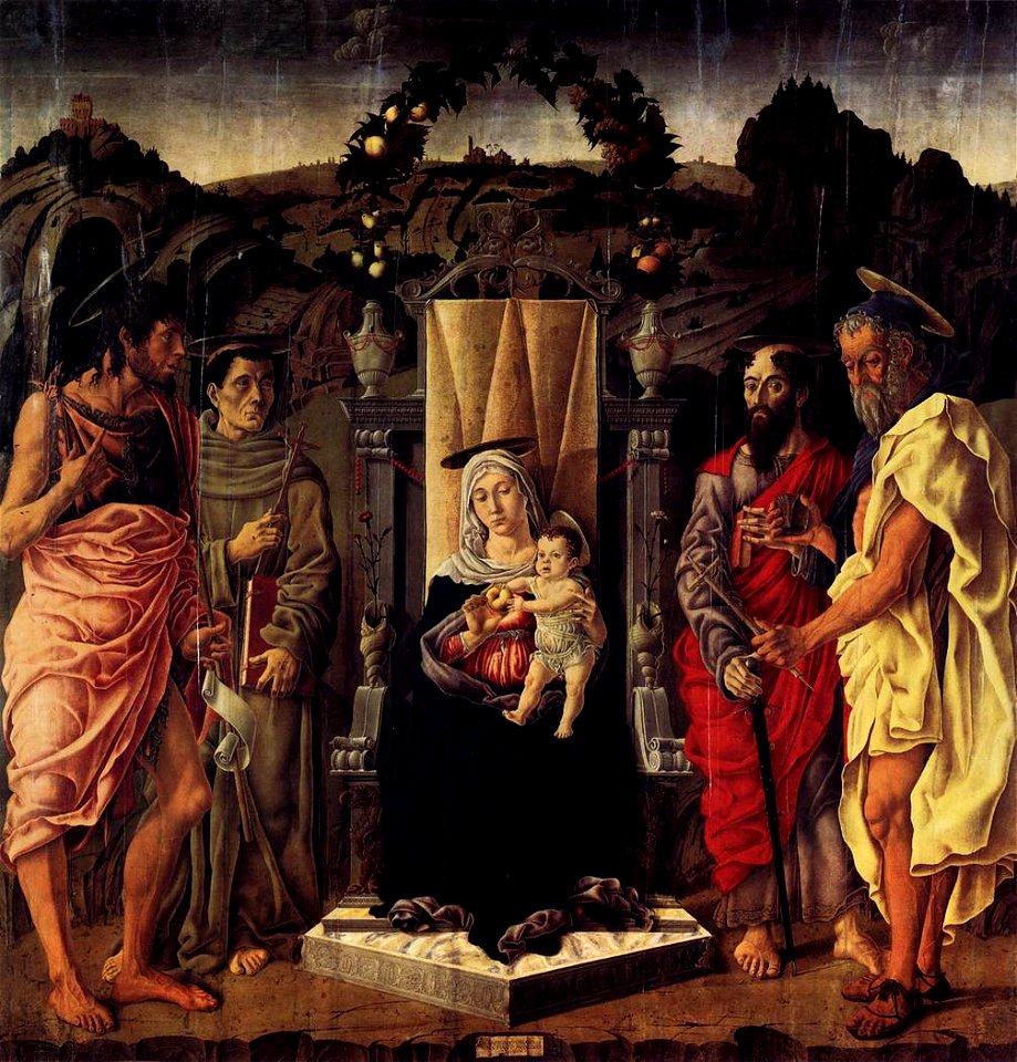 Marco Zoppo Madonna and Child Enthroned with Saints