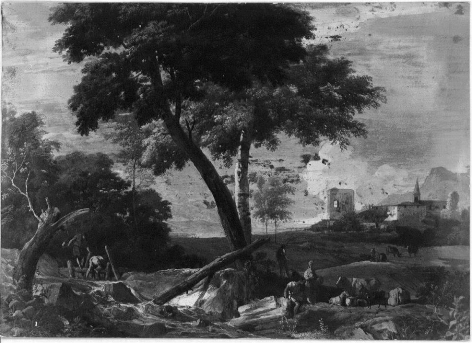 Marco Ricci (Belluno 1676-Venice 1730) - Landscape with a Rocky Stream, Peasants and Cattle - RCIN 400588 - Royal Collection
