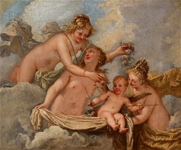 Marco Liberi (1640-1725) - The Three Graces Holding Cupid in the Clouds - 266922 - National Trust