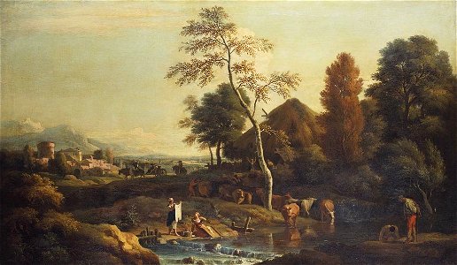 Marco Ricci (Belluno 1676-Venice 1730) - Landscape with women washing clothes - RCIN 400502 - Royal Collection