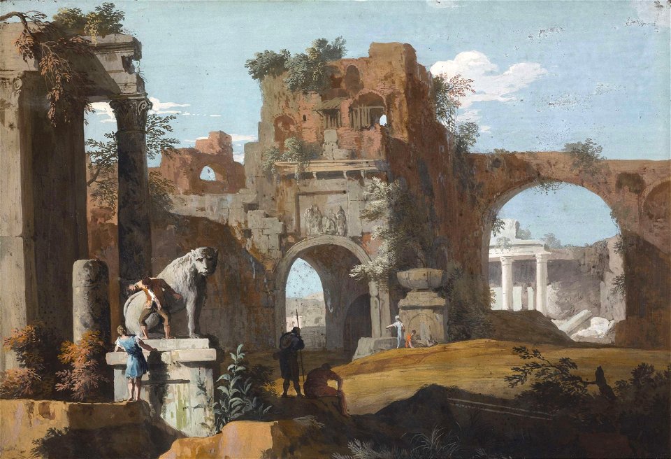 Marco Ricci - A Classical Landscape with Ruins