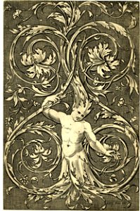 Marco da Ravenna - After - Panel of ornament with scrolls emerging from the head and torso of a boy, 1877,1013.1024