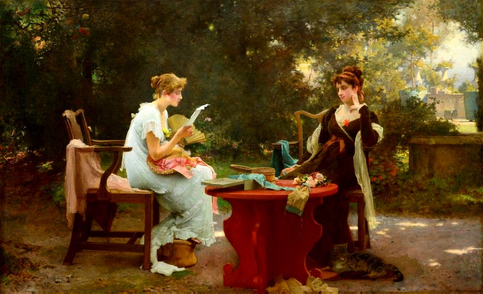 Marcus Stone - Her First love Letter - 1930-2-1 - Auckland Art Gallery