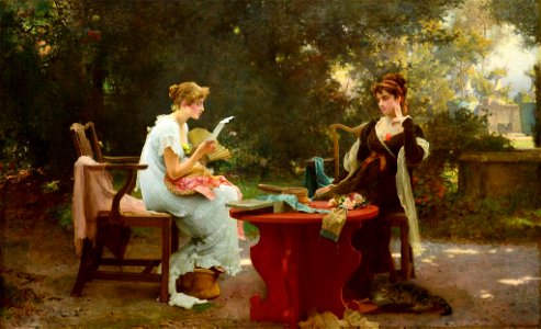 Marcus Stone - Her First love Letter - 1930-2-1 - Auckland Art Gallery