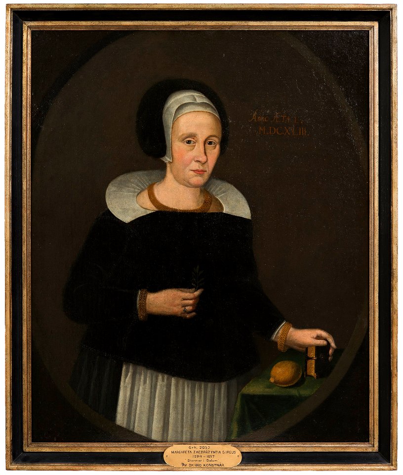 Margareta Zaebråzyntia Bureus, 1594-1657, gift med 1. Elaus Terserus 2. Uno Troilius - Nationalmuseum - 36506