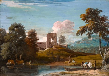 Marco Ricci (Belluno 1676-Venice 1730) - Landscape with a Horse being Ferried across a Stream - RCIN 400581 - Royal Collection