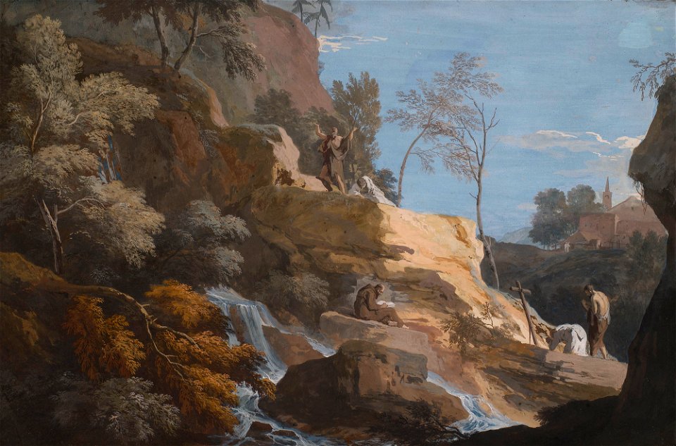 Marco Ricci (Belluno 1676-Venice 1730) - A Mountainside with Hermits - RCIN 401440 - Royal Collection
