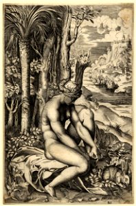 Marco da Ravenna - Venus sitting on a rock covered in drapery and pulling a thorn from her left foot, 1910,0212.322