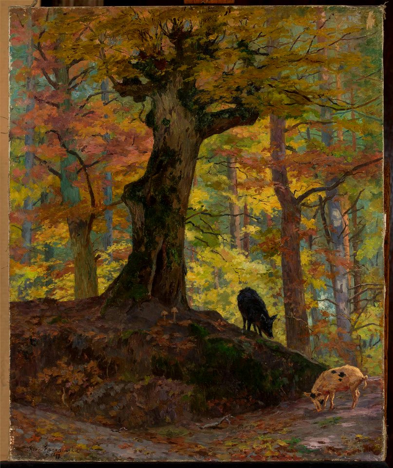 Maria Klass-Kazanowska - Wild pigs in the forest - MP 862 MNW - National Museum in Warsaw