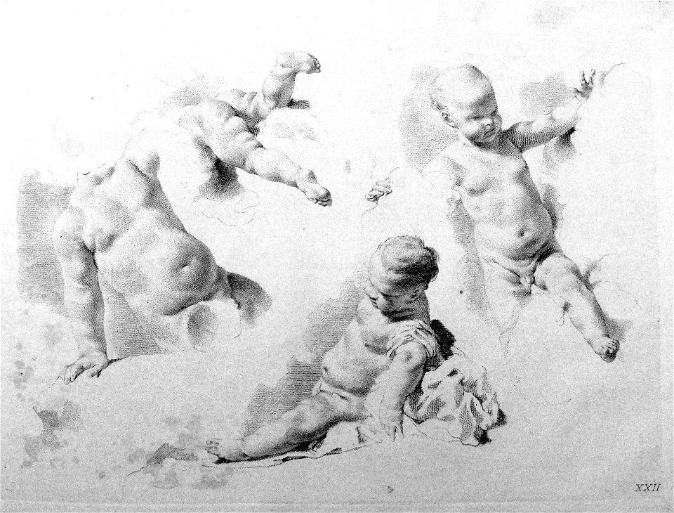 Marco Pitteri - Plate 22 Four studies of children, 1860,1208.321