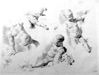 Marco Pitteri - Plate 22 Four studies of children, 1860,1208.321