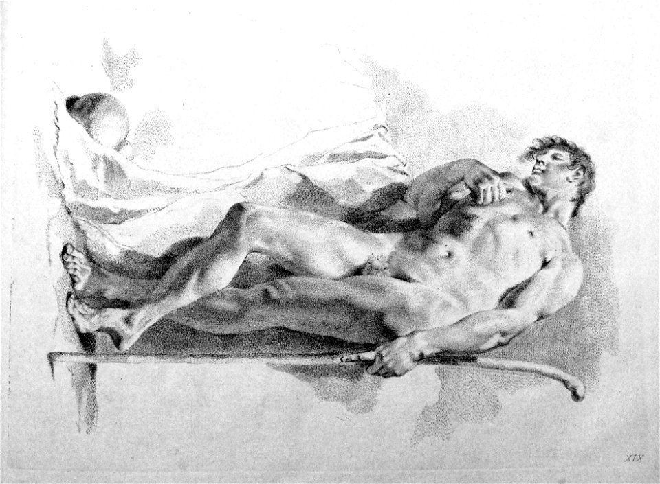 Marco Pitteri - Plate 19 Academic study of a full-length nude male, 1860,1208.315