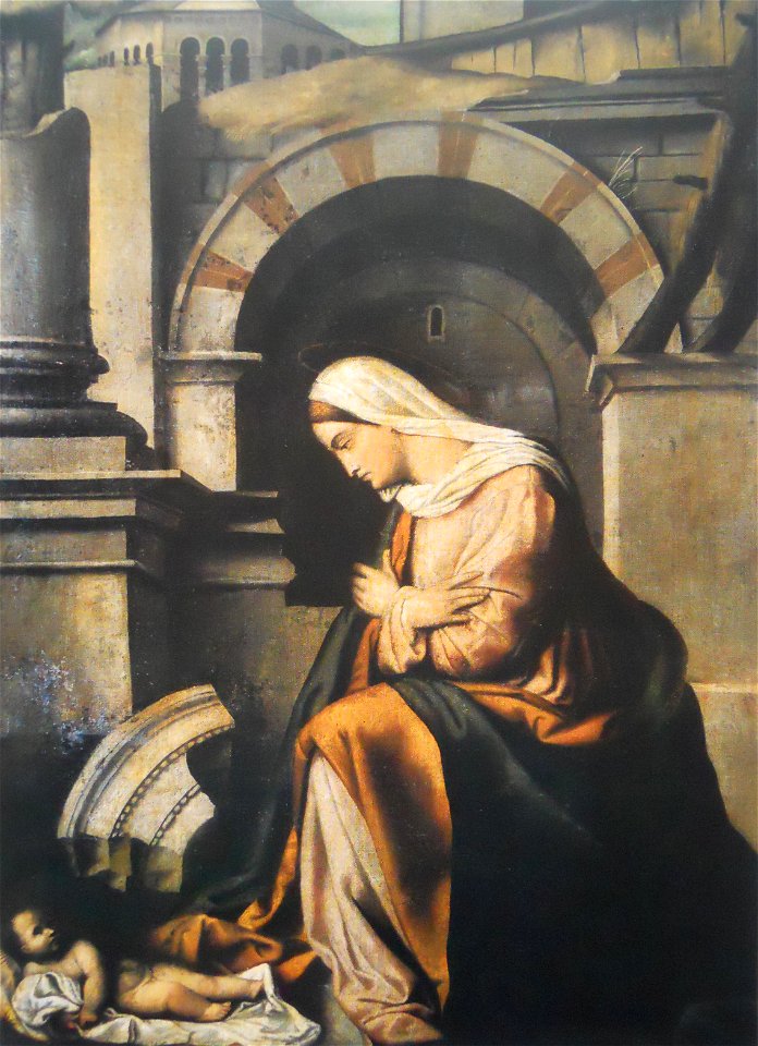 Maria adora il Bambino Gesù (Moretto)