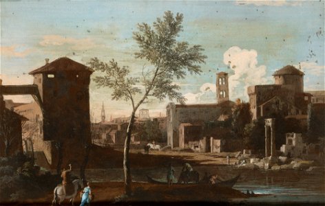 Marco Ricci (Belluno 1676-Venice 1730) - A Town and Ruins Beside a River - RCIN 400579 - Royal Collection