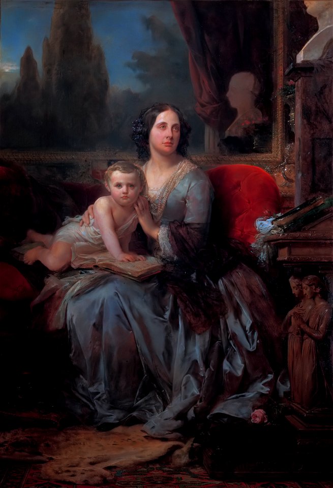 Maria Brignole-Sale De Ferrari with her son Filippo, by Leon Cogniet