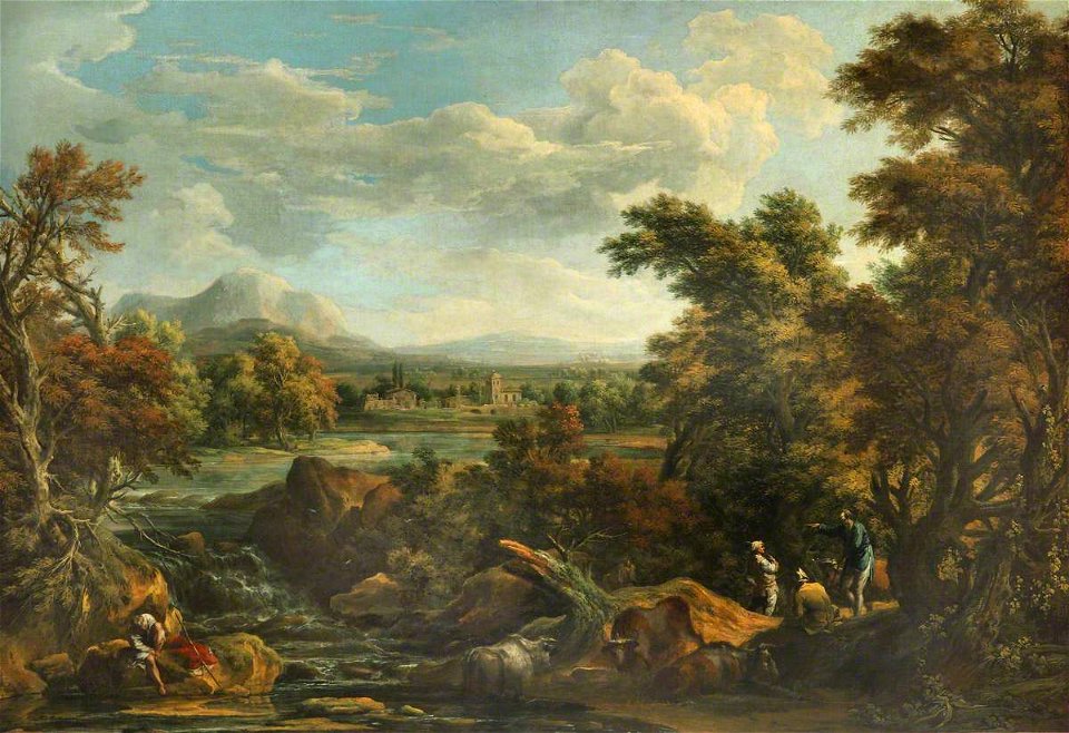 Marco Ricci (1676-1730) (attributed to) - Wooded River Scene with Peasants - 1441558 - National Trust