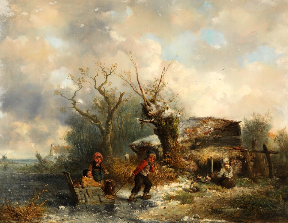Mari ten Kate Winterlandschaft mit spielenden Kindern