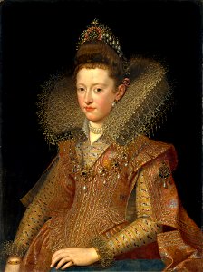 Margarita Gonzaga, future Duchess of Lorraine as depicted in 1606 by Frans Pourbus the Younger. Free illustration for personal and commercial use.
