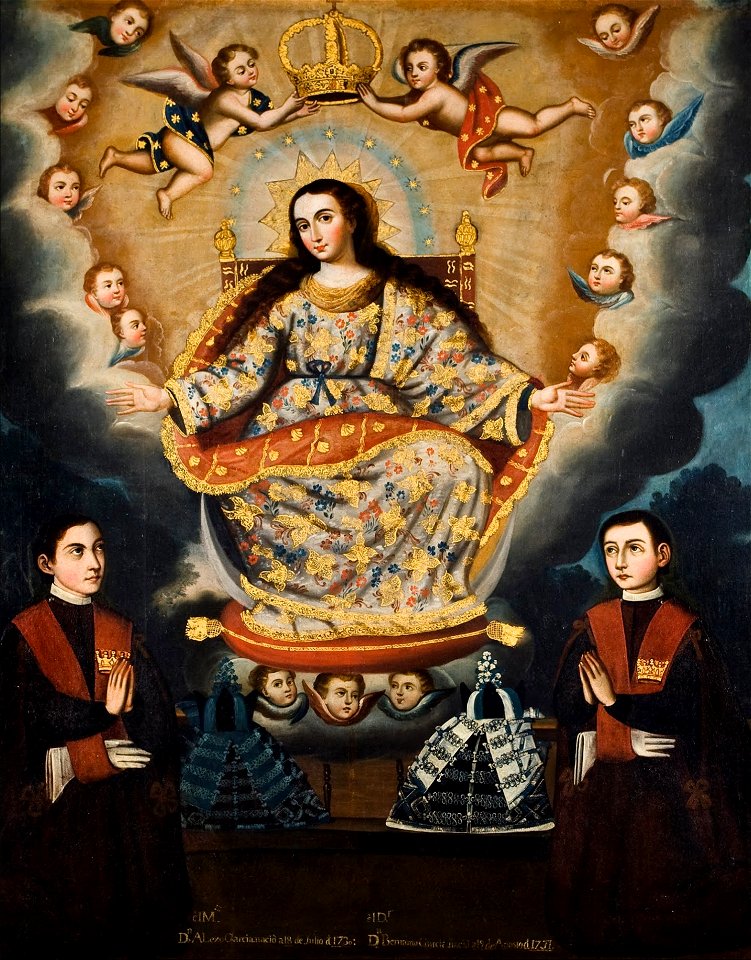 Marcos Zapata and workshop - Seated Madonna with Graduation of the García Brothers