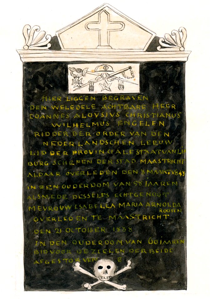 Margraten, St-Margaritakerk, grafzerk (Ph v Gulpen, ca 1845)