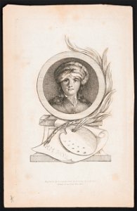 Maria Cosway, bust portrait, facing front, in medallion on pedestal with an artist's palate and brushes resting on paper labeled R.M. Paye) - engraved by R. Dagley from a painting by R.M. LCCN2016649765