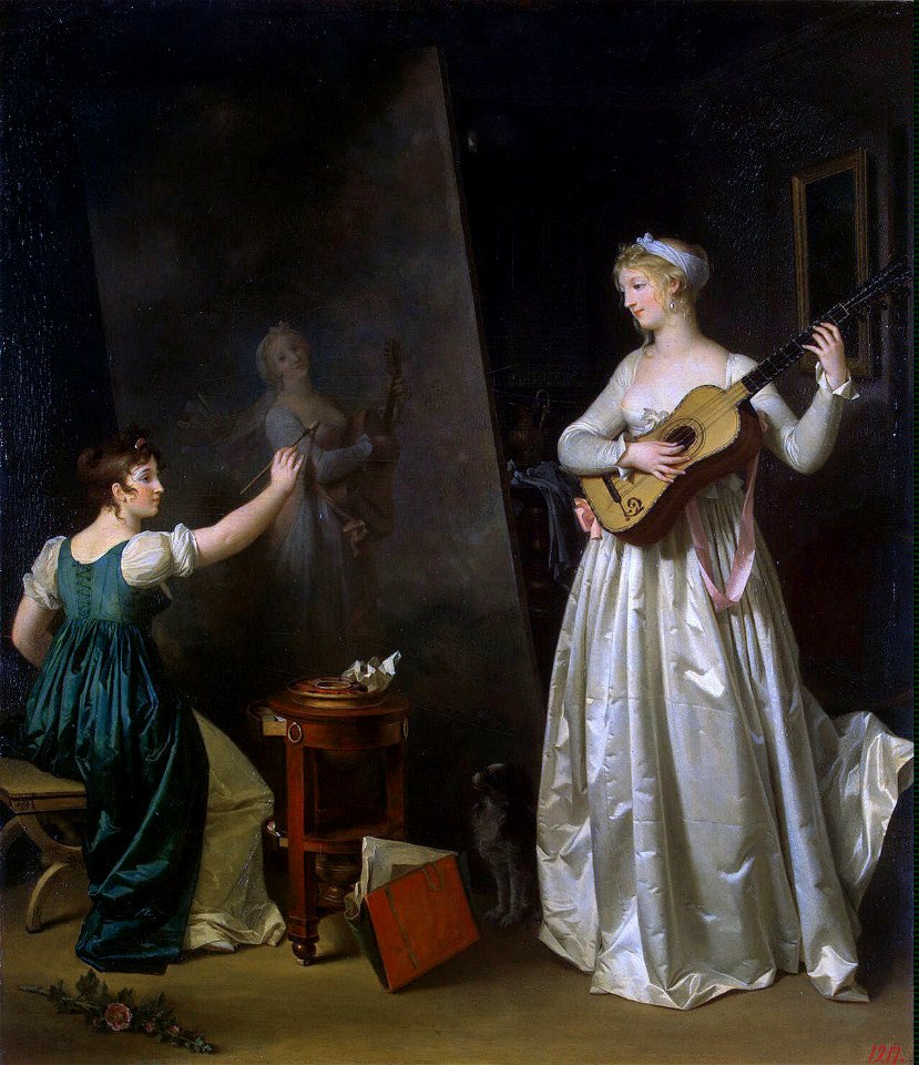 Marguerite Gérard - Painter when painting a portrait of a lute playerFXD