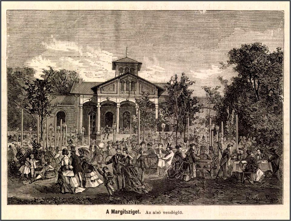 Margit-sziget. Az alsó vendéglő. Mo. és a Nagyvilág, 1875