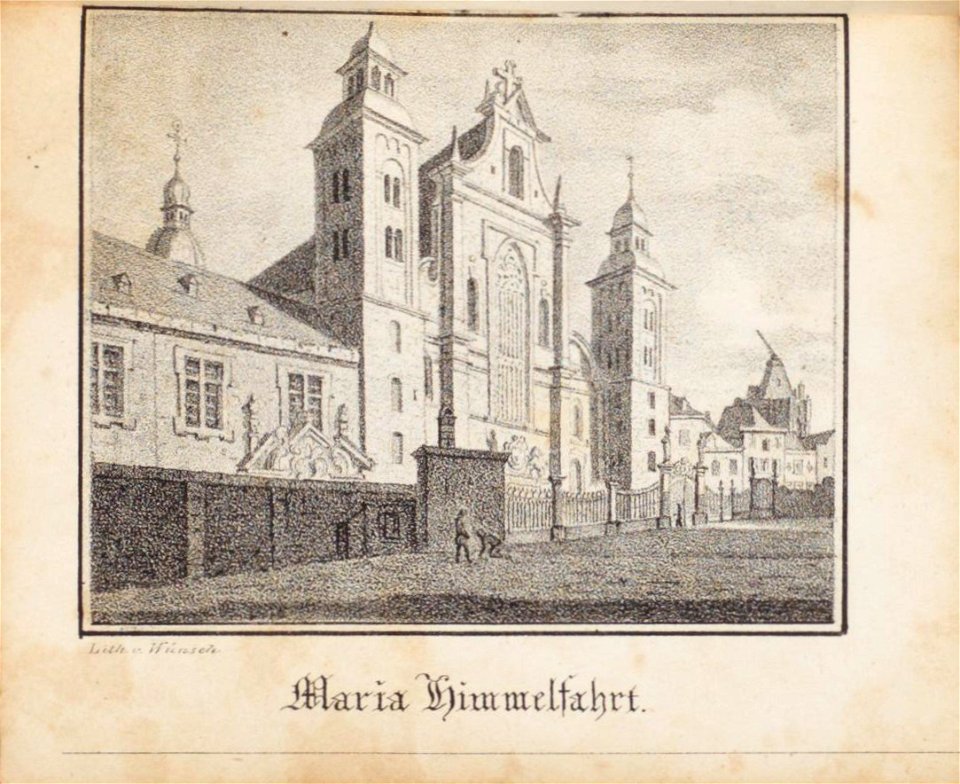 Maria Himmelfahrt, Johann Peter Weyer (Zeichnung) und Anton Wünsch (Lithografie), 1827 (book page, uncropped)