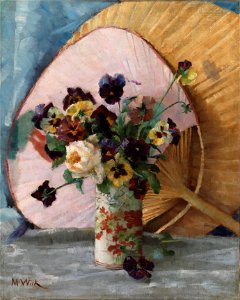 Maria Wiik - A Study of Pansies and a Japanese Fan