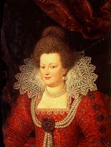 Maria de Medici by Frans Pourbus or Scipione Pulzone. Free illustration for personal and commercial use.
