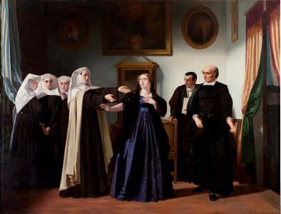 Mariana Pineda, en el momento de despedirse de las beatas de Santa María Egipciaca, en cuyo beaterio estaba presa, para ir a la capilla (Museo del Prado)