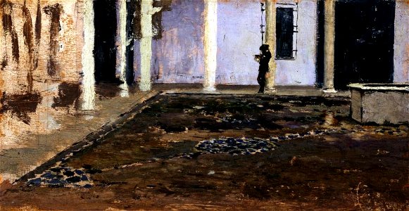 Mariano Fortuny y Marsal - Patio of the Palace of the Duke of Alba, Seville, Raimundo de Madrazo y Garreta painting - A169 - Hispanic Society of America