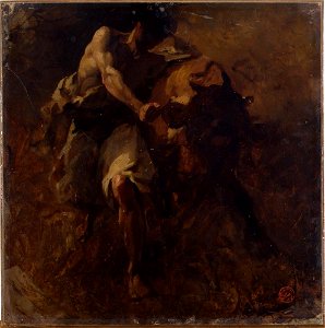 Mariano Fortuny y Marsal - A Sketch (Man Wrestling a Bull) - A182 - Hispanic Society of America