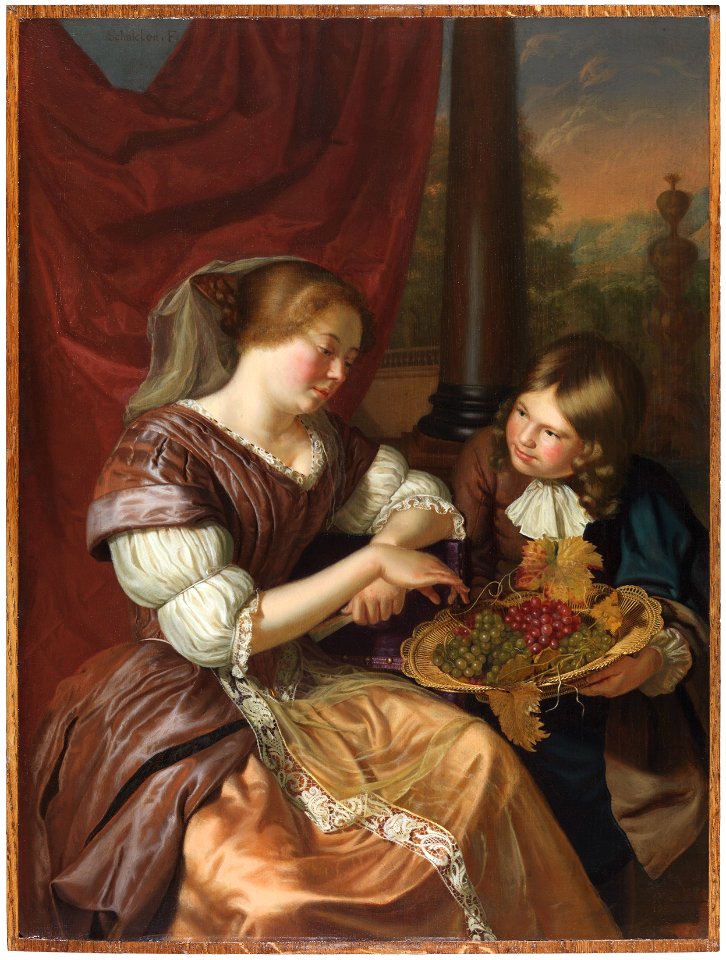 Maria Schalcken (attributed to) - A Boy Offering Grapes to a Woman