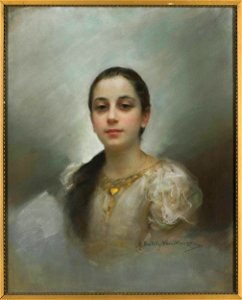 Maria Nostitz-Wasilkowska - Portret młodej kobiety z wisiorkiem ze złotym serduszkiem