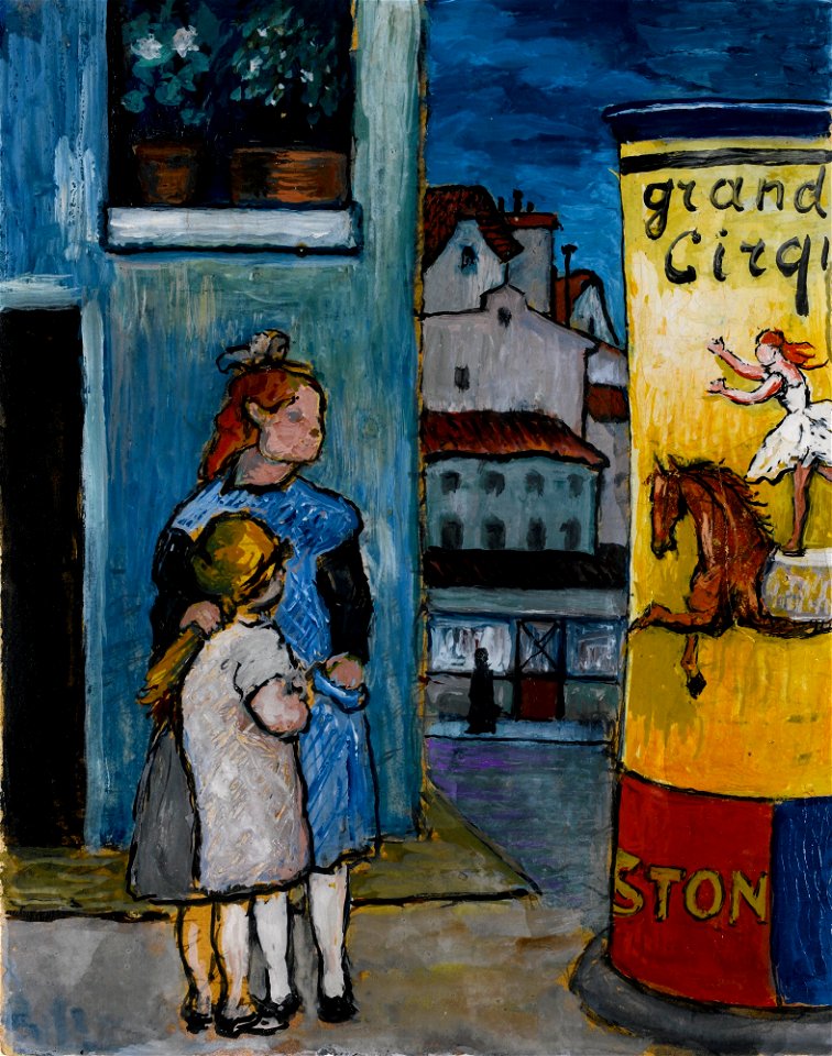 Marianne von Werefkin - Zwei Kinder vor Litfaßsäule “Grand Cirque”