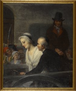 Marie-Antoinette assise dans une charrette, à côté de Girard, curé constitutionnel de Saint-Landry (bgw16 0732)